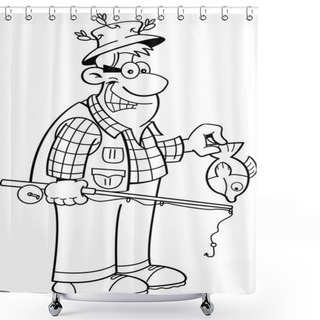 Personality  Cartoon Fisherman Shower Curtains