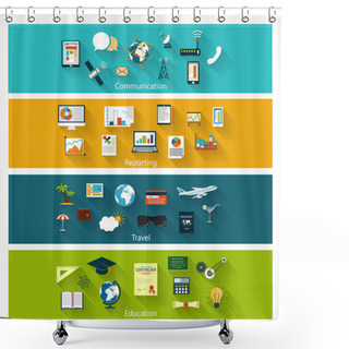 Personality  Collection Of Modern Concept Icons In Flat Design Shower Curtains