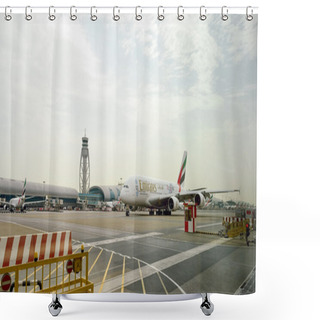 Personality  Jet Aircraft In Dubai Airport Shower Curtains
