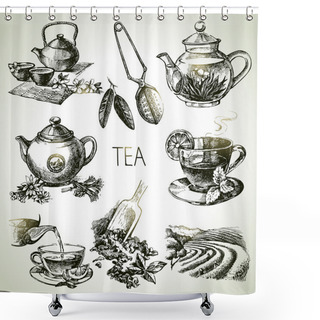 Personality  Tea Set Shower Curtains