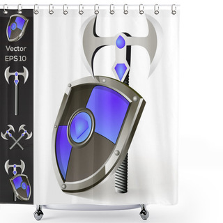 Personality  Axe And Shield Collection Shower Curtains