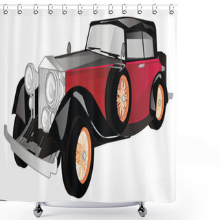 Personality  Red And Black Vintage Classic Car Stand  Shower Curtains