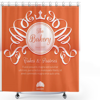 Personality  Retro Card With Bakery Logo Label Shower Curtains