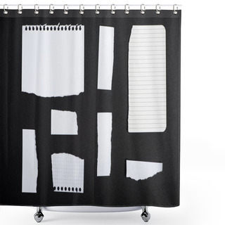 Personality  Arranged Ripped Papers On Tabletop Shower Curtains