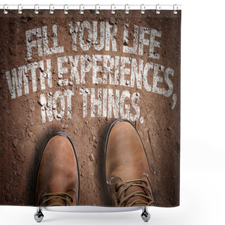 Personality  Boots On The Trail With The Text Shower Curtains