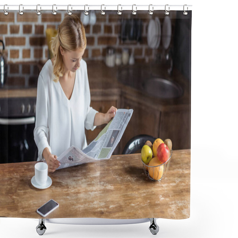 Personality  Woman Reading Newspaper Shower Curtains