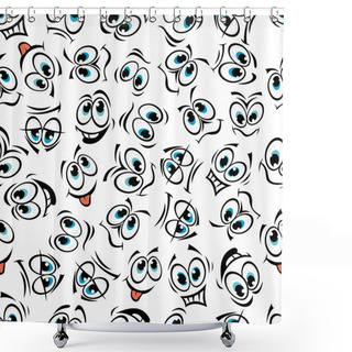 Personality  Comics Cartoon Faces Seamless Pattern Shower Curtains