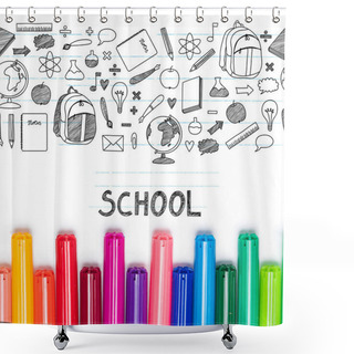 Personality  School Lettering And Colorful Markers Shower Curtains