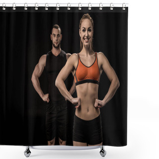 Personality  Young Sportive Couple Shower Curtains