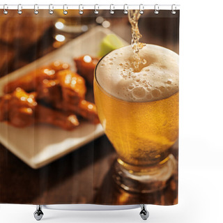 Personality  Pouring Beer With Chicken Wings Shower Curtains