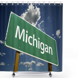 Personality  Michigan Road Sign Shower Curtains