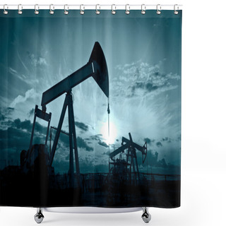 Personality  Pump Jack. Shower Curtains
