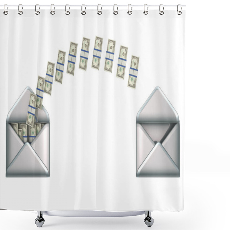 Personality  Money Transfer - US Dollars And 2 Envelopes Shower Curtains