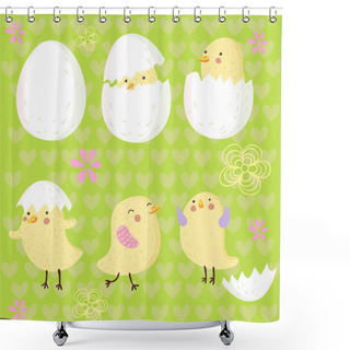 Personality  Happy Newborn Chicken Concept. Shower Curtains