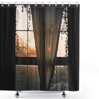 Personality  The Morning Sunlight Spread Through The Window Forest Nature Garden Background,lifestyle Concept Idea.relax.develop Emotion Shower Curtains