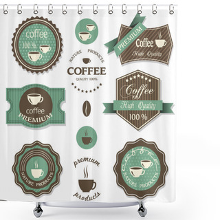 Personality  Set Of Coffee Icons,labels Shower Curtains