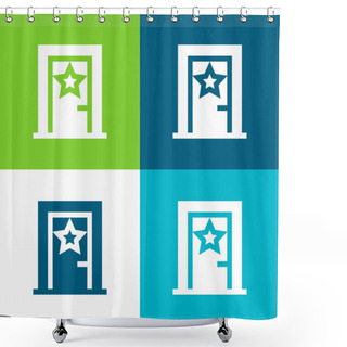 Personality  Backstage Flat Four Color Minimal Icon Set Shower Curtains