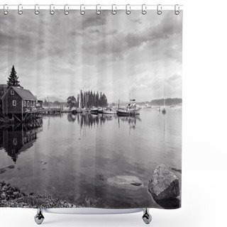 Personality  Bass Harbor In The Morning Fog Shower Curtains