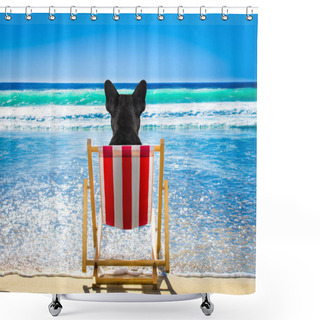 Personality  Dog Relaxing On A Beach Chair  Shower Curtains