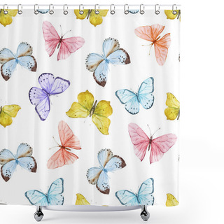 Personality  Watercolor Butterfly Pattern Shower Curtains