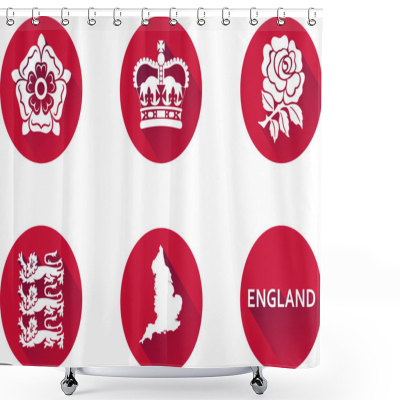 Personality  England Flat Icon Set Shower Curtains