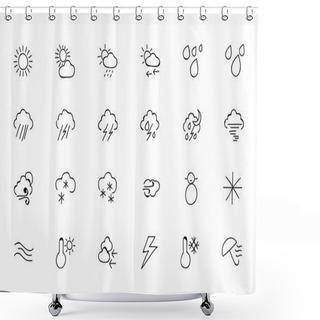 Personality  Weather Hand Drawn Doodle Icons 2 Shower Curtains