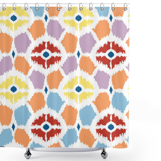 Personality  Colorful Diamonds Ikat Geometric Seamless Pattern Background Shower Curtains