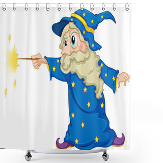 Personality  A Wizard Holding A Magic Wand Shower Curtains