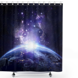 Personality  Earth View From Space At Night - USA Shower Curtains