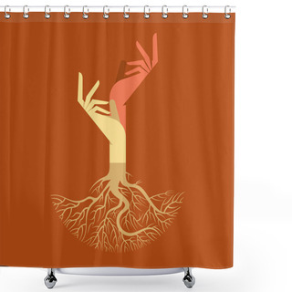 Personality  Hands With Tree Roots Shower Curtains