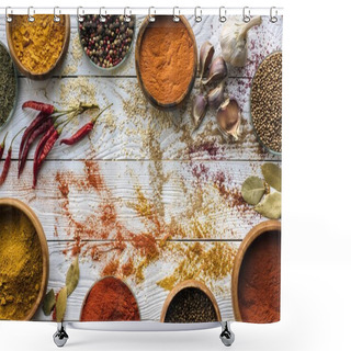 Personality  Scattered Spices And Glasses With Spices Shower Curtains