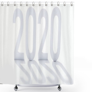 Personality  Paper 2020 Numbers With Shadow On White Background, Panoramic Shot Shower Curtains