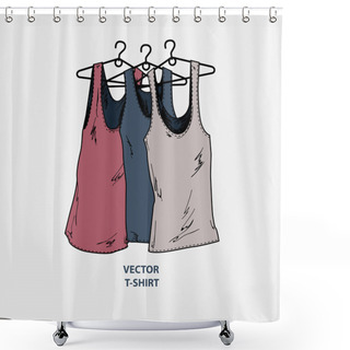 Personality  Vector Illustration Of Grunge Women's T-shirts. Shower Curtains