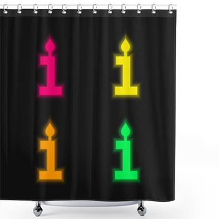 Personality  Birthday Four Color Glowing Neon Vector Icon Shower Curtains