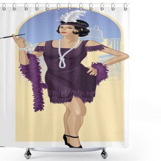 Personality  Retro Character Attractive Asian Starlet Drawing Shower Curtains
