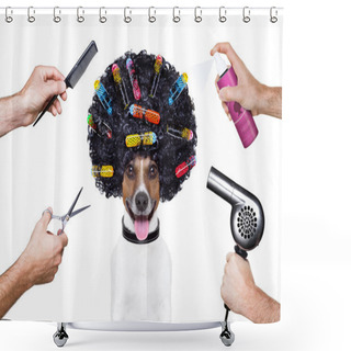 Personality  Hairdresser Scissors Comb Dog Spray Shower Curtains