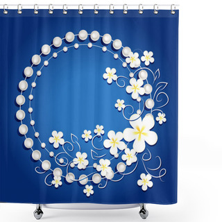 Personality  Blue Background With Flowers Shower Curtains