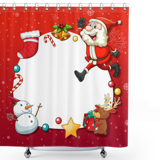 Personality  Christmas Frame With Christmas Objects Illustration Shower Curtains