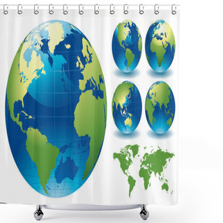 Personality  World Globe Maps Shower Curtains