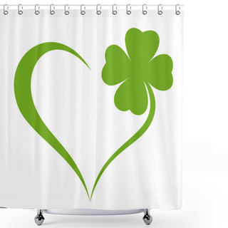 Personality  Heart Icon With Clover Leaf Icon Shower Curtains