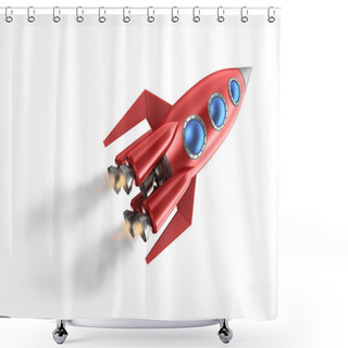 Personality  Retro Style Rocket. Shower Curtains