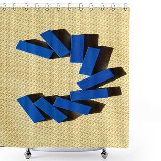 Personality  Top View Of Blue Tetragonal Blocks On Beige Textured Surface Shower Curtains
