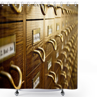 Personality  Old Vintage Library Card Catalog Shower Curtains