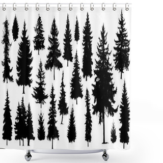 Personality  Silhouettes Of Pine Trees.  Shower Curtains