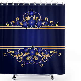 Personality  Golden Floral Frame Shower Curtains