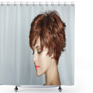 Personality  Woman With Short Haircut Shower Curtains