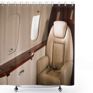 Personality  Sunlight On Leather Seat Near Airplane Window In Private Jet  Shower Curtains