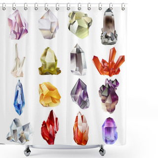 Personality  Crystals And Stones Isolated Vector Set Shower Curtains