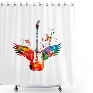 Personality  Colorful Guitar With Wings Shower Curtains