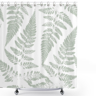 Personality  Sage Green Fern Leaves, Pale Botanical Seamless Pattern Floral Natural Background For Packaging, Textile Print, Scrapbooking Paper. Vector Illustration. Vector Illustration Shower Curtains